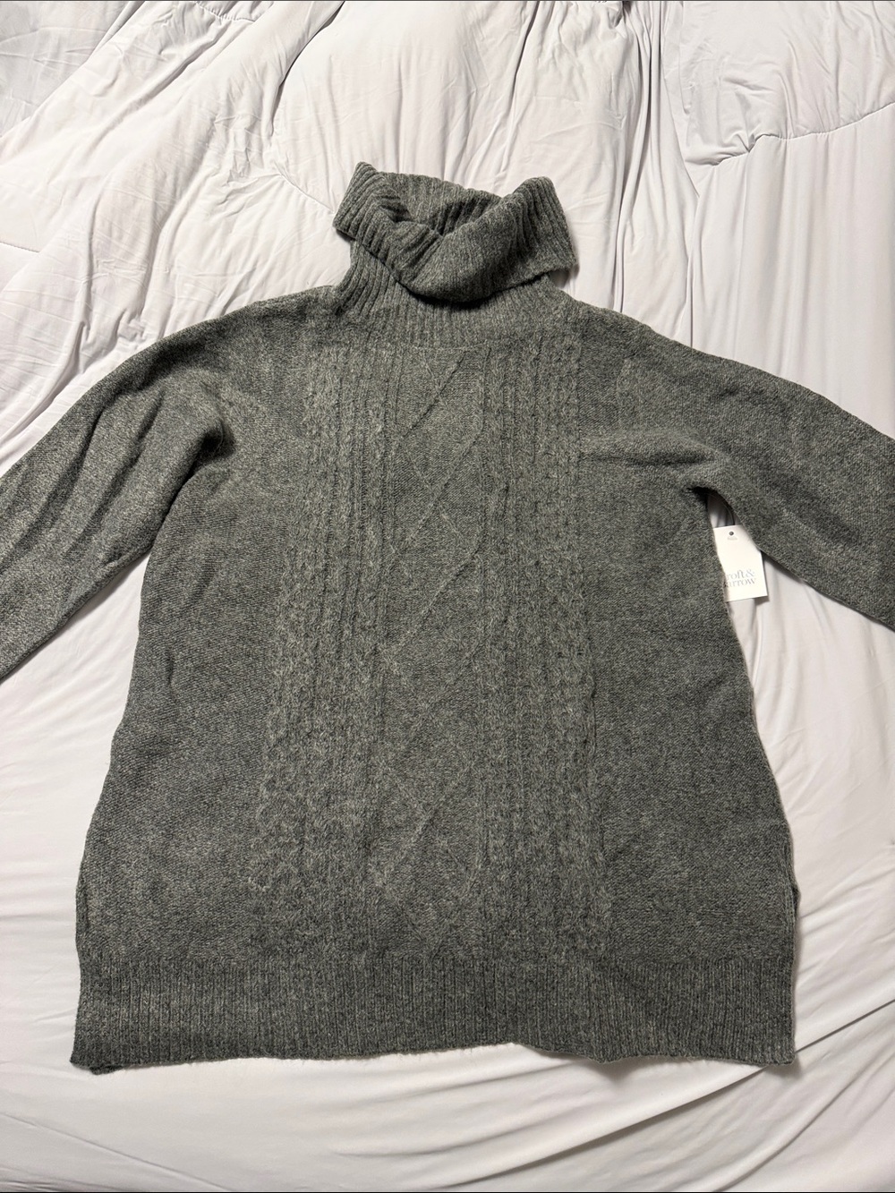 croft & barrow Gray Cable Knit Turtleneck Sweater